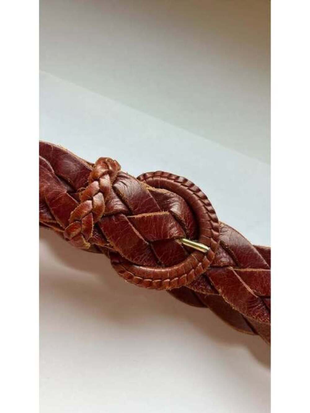 Brown Braided Leather Belt Boho Western 70s 90s Mom Ranchcore Statement Buckle